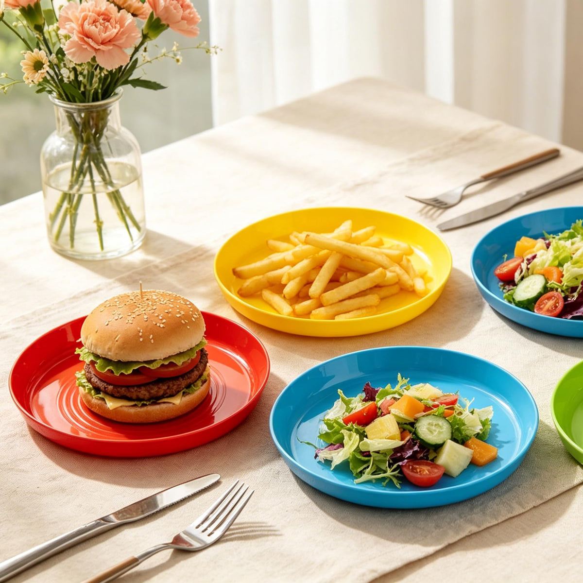 Frcctre rainbow-colored plates for safe polypropylene use in everyday dining