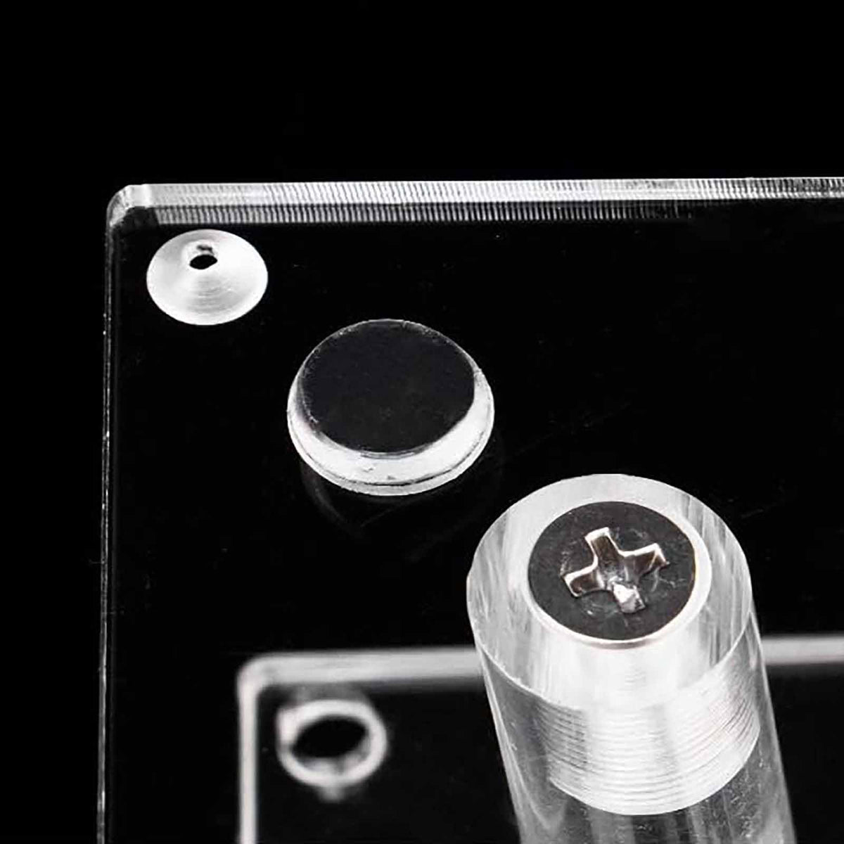 Close-up of square plates forming the display
