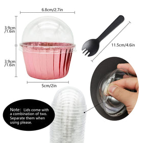 Clear dome lids demonstrate frosting visibility while sealing cupcakes securely.