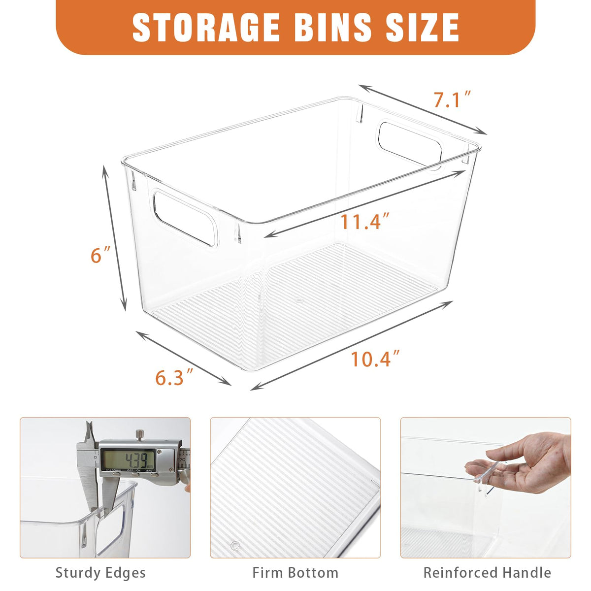 Freebat bin with dual handles for easy lifting and transport in fridge