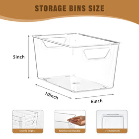 Freebat clear storage bins in the fridge improve visibility and organization.