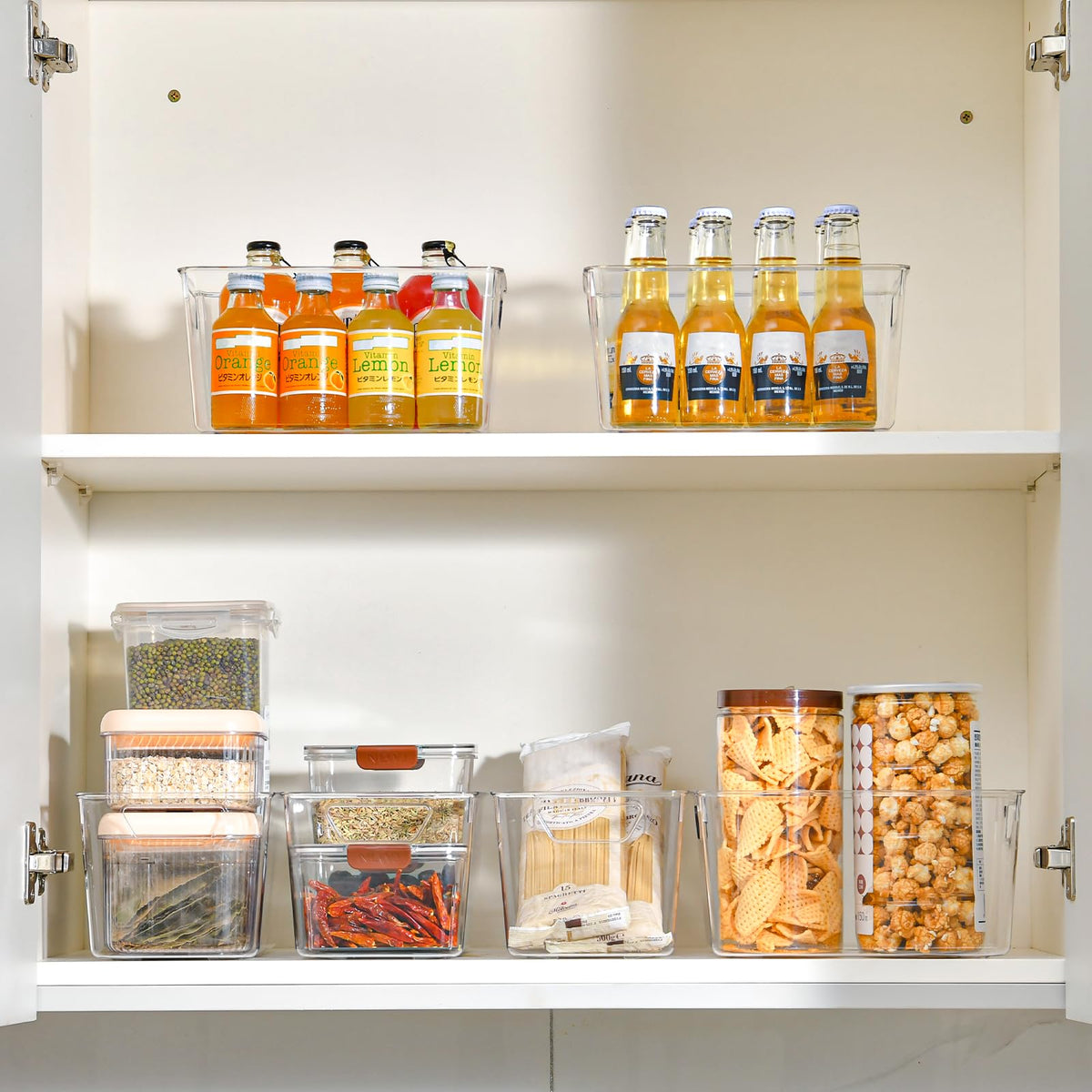 Freebat fridge storage bins maximize shelf space and organization.