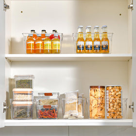 Freebat fridge storage bins maximize shelf space and organization.