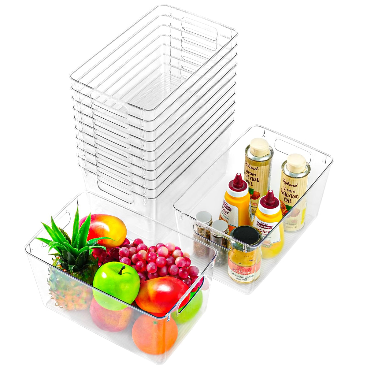 Freebat stackable clear bin in pantry keeps snacks visible and accessible