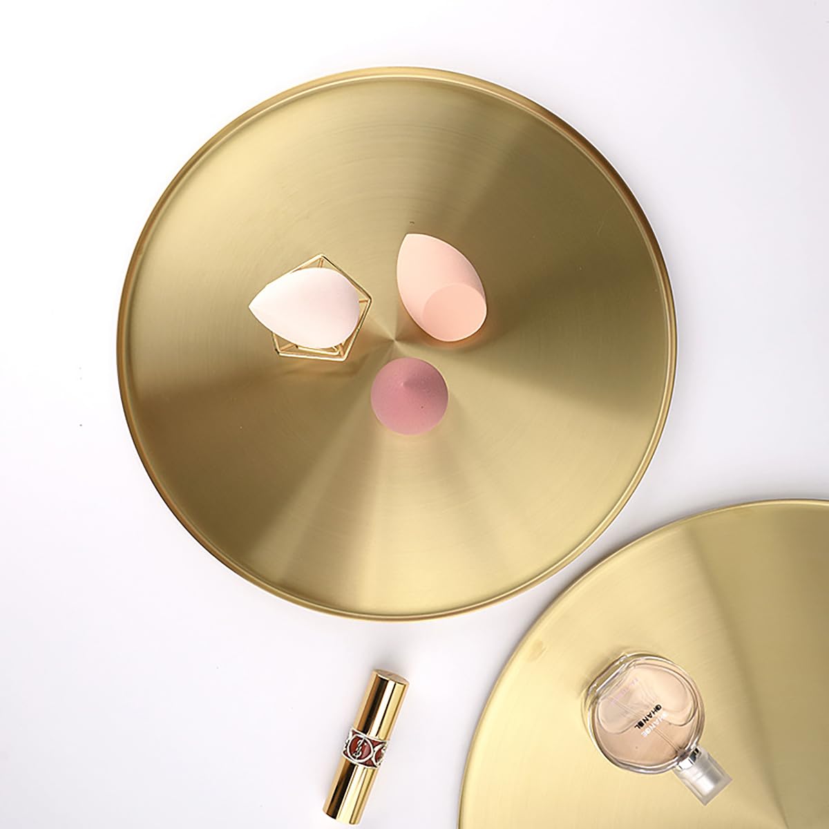 Freelove round brass serving tray suits candles, beverages and desserts