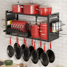 Freexployer 31-inch pot rack wall-mounted front view for organized cookware.
