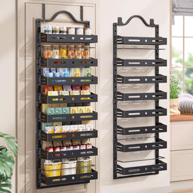 Freexployer 8-tier door pantry organizer saves space for spices and cans.