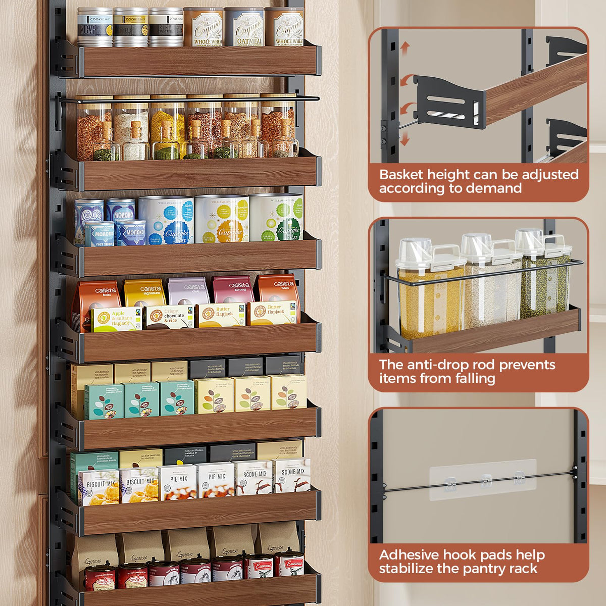 Freexployer over-door pantry organizer offers accessible, space-saving storage.