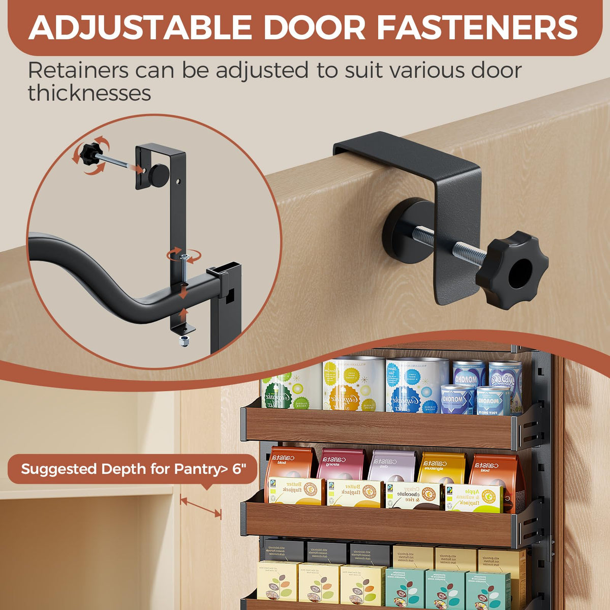 Freexployer wall-mount spice rack with sleek black finish fits modern kitchens.
