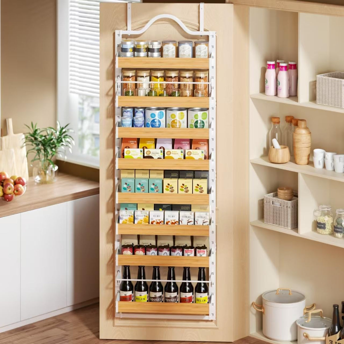 Freexployer white finish complements contemporary kitchens and pantries.