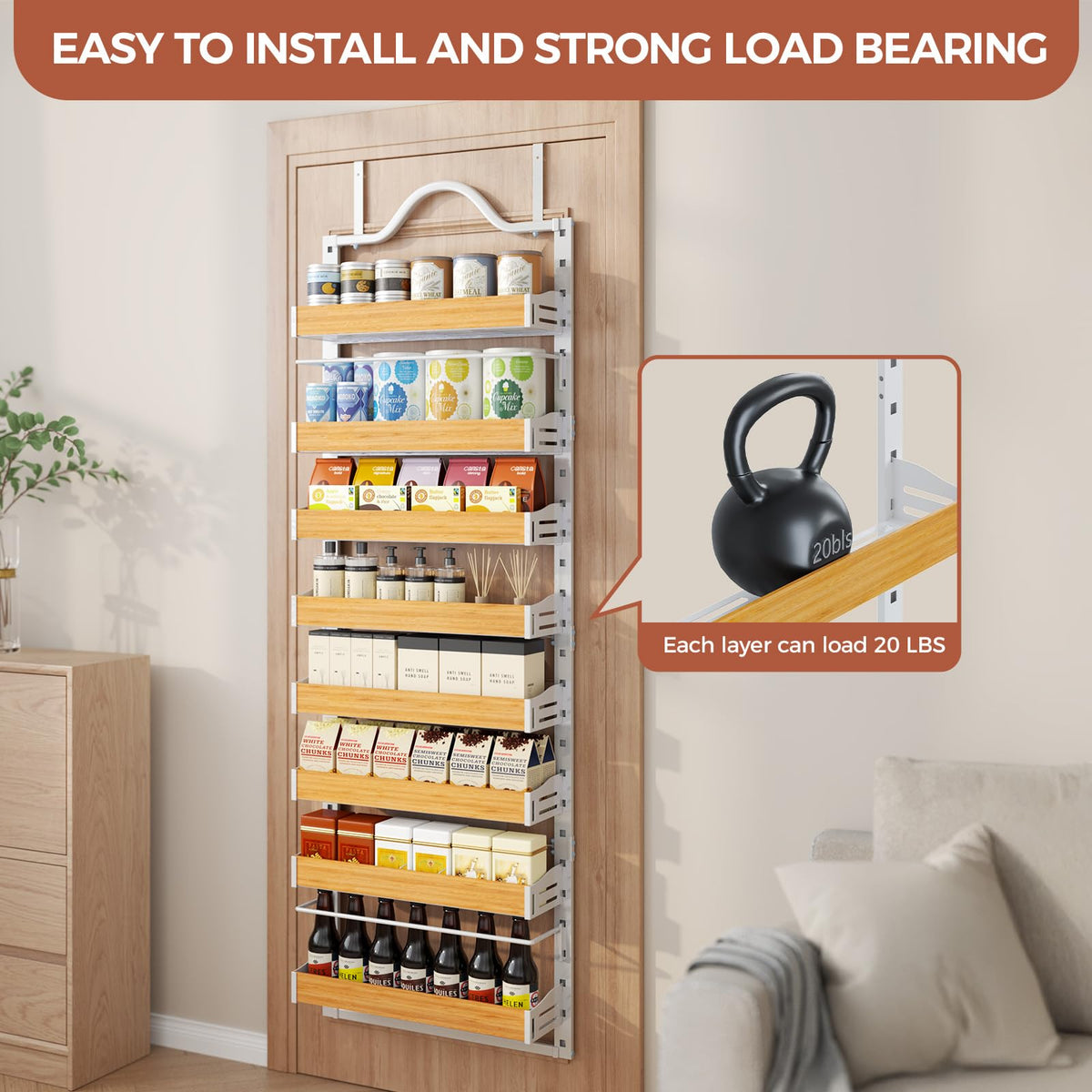 Freexployer wooden adjustable baskets adapt to item heights.