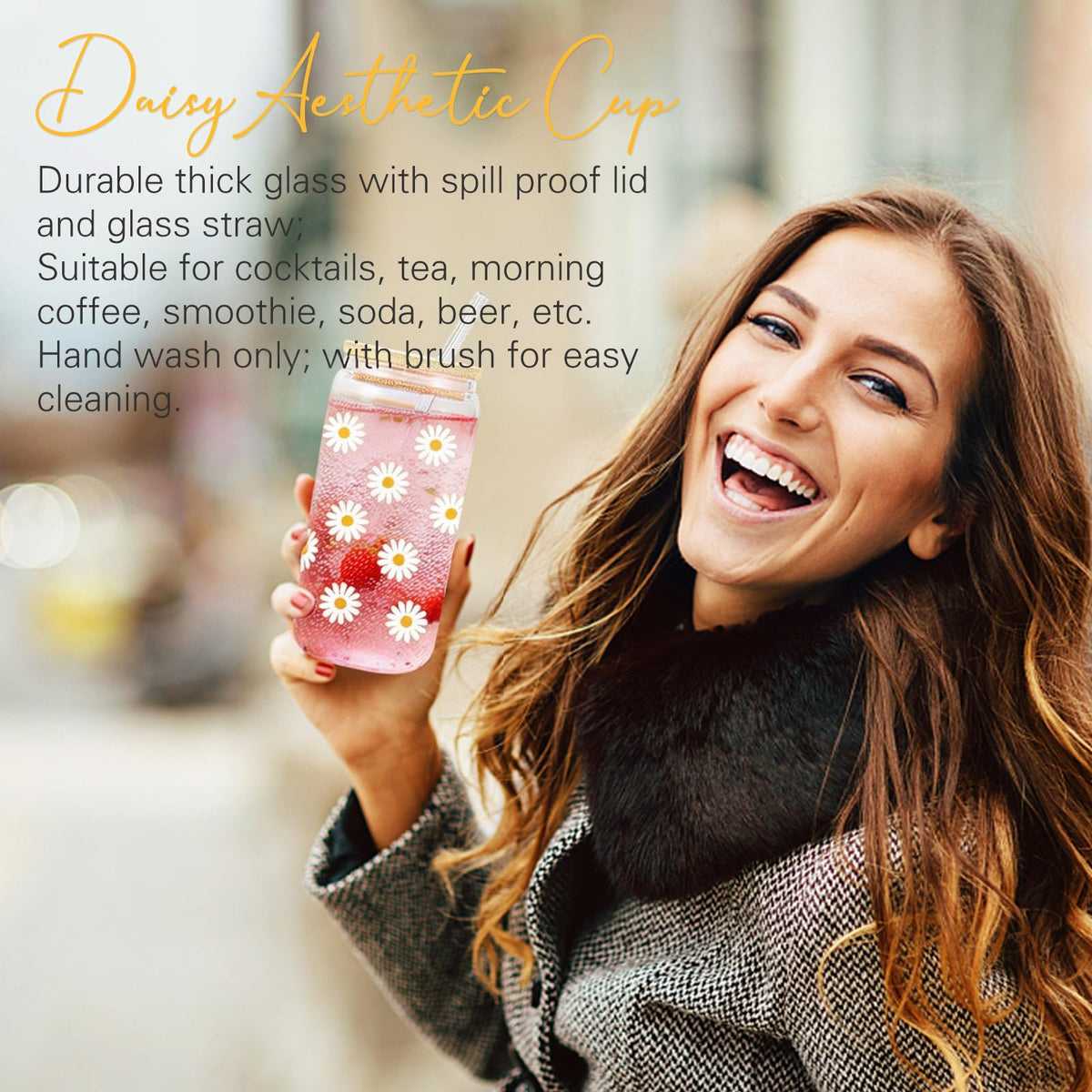 Frerdui daisy-themed canvas cosmetic bag for essentials