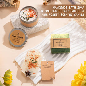 Frerdui soy wax candle pine forest, long-lasting fragrance in a silver tin.