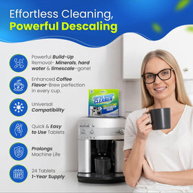 Freshero cleaner tablets showing reservoir-dispense action for maintenance.
