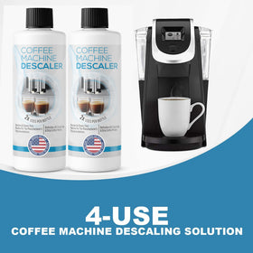 FreshFlow descaling-solution bottle pour demonstrating quick flush for better coffee.