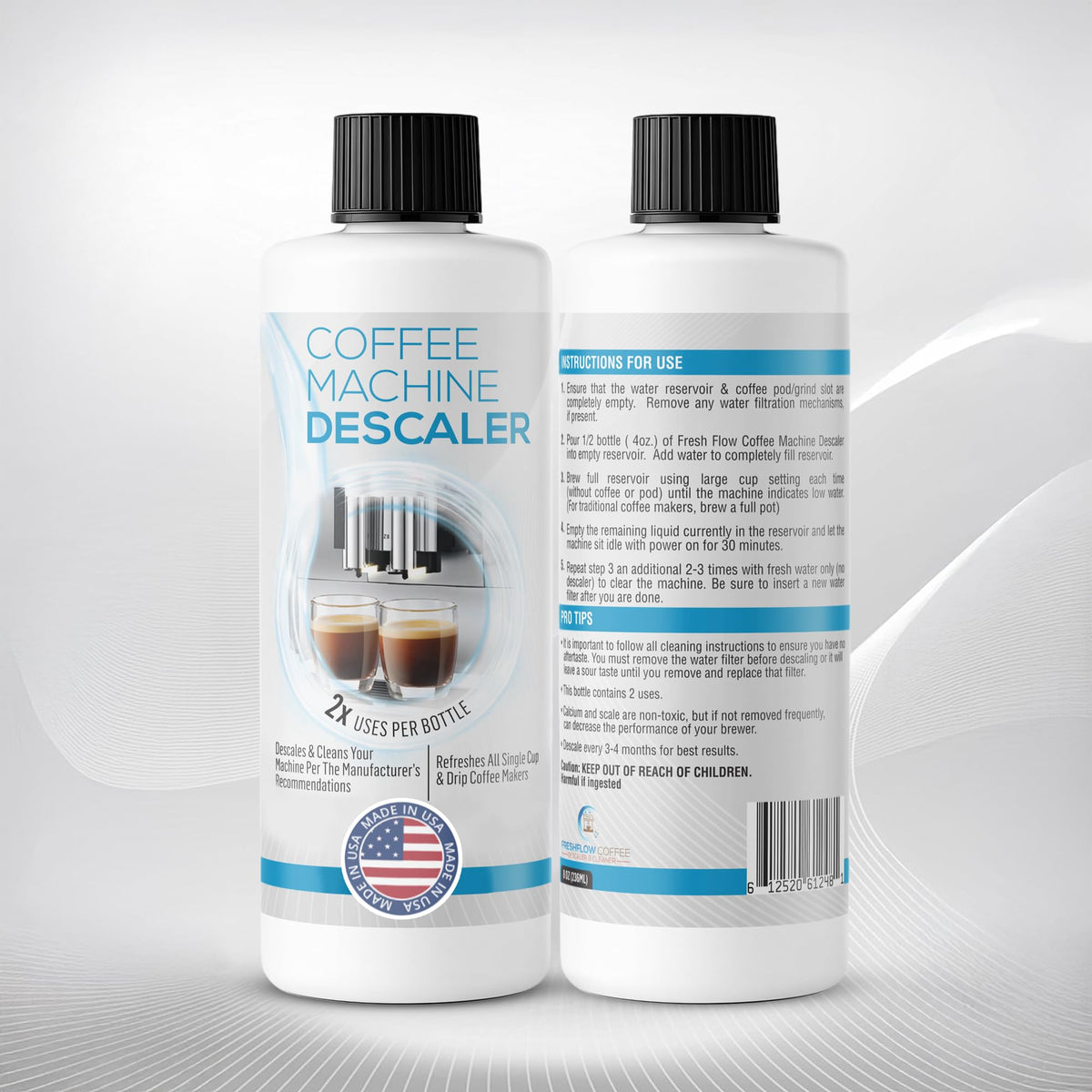 FreshFlow universal-descaler-compatibility image showing support for Keurig, Nespresso and more.