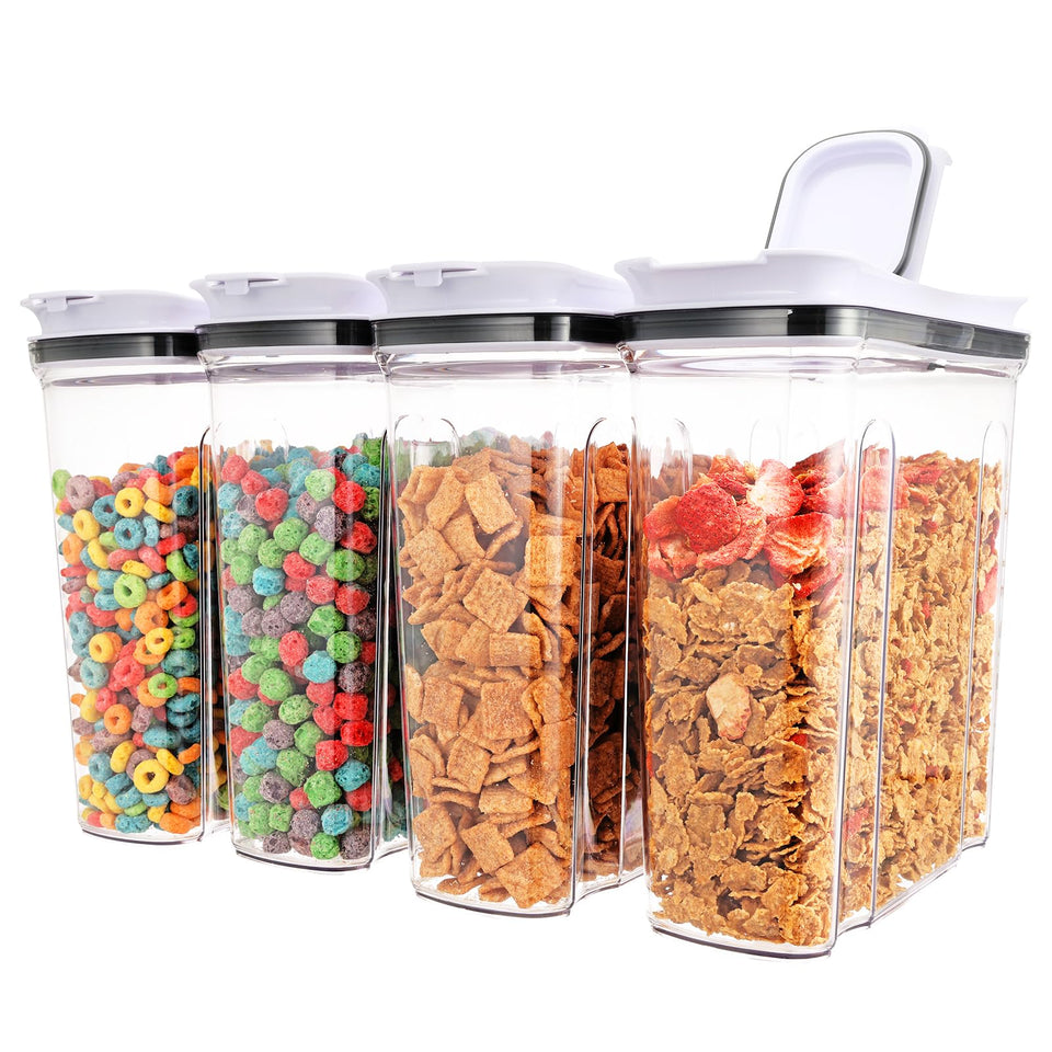 FreshKeeper transparent 4L cereal container keeps contents visible.