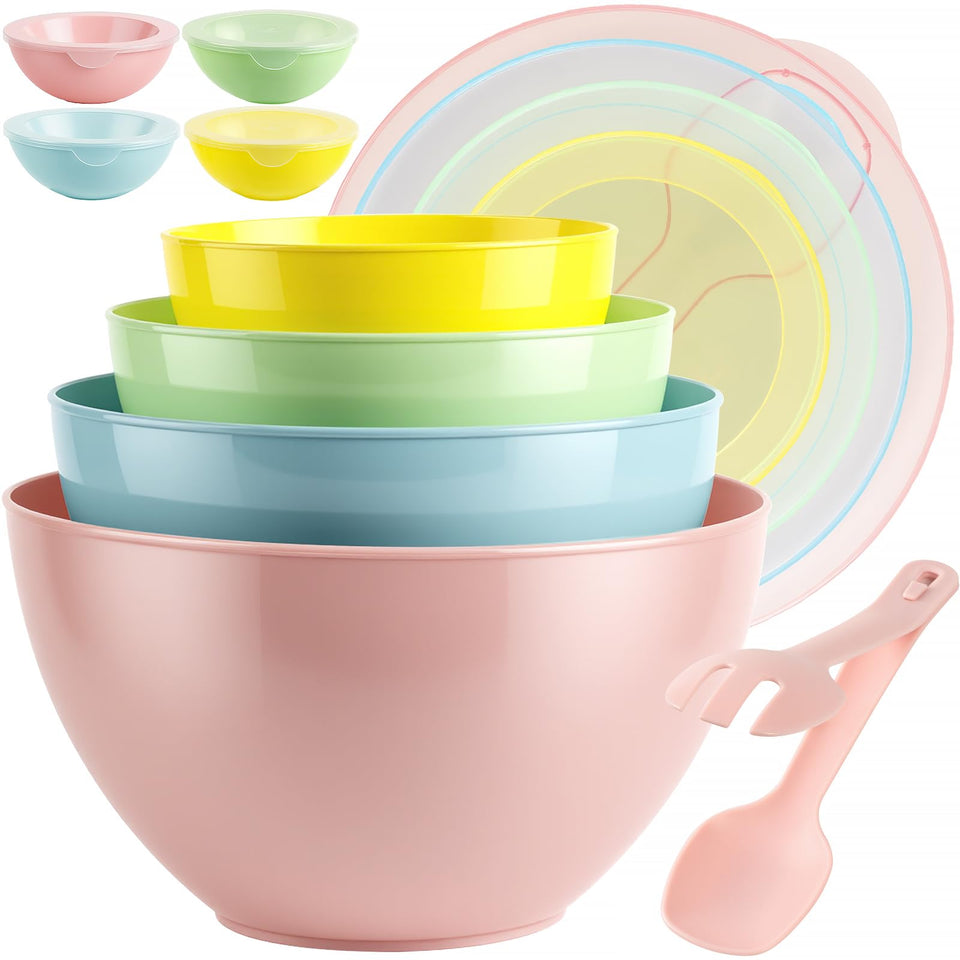 Freshmage 16-piece bowls set with nesting design for space-saving storage.