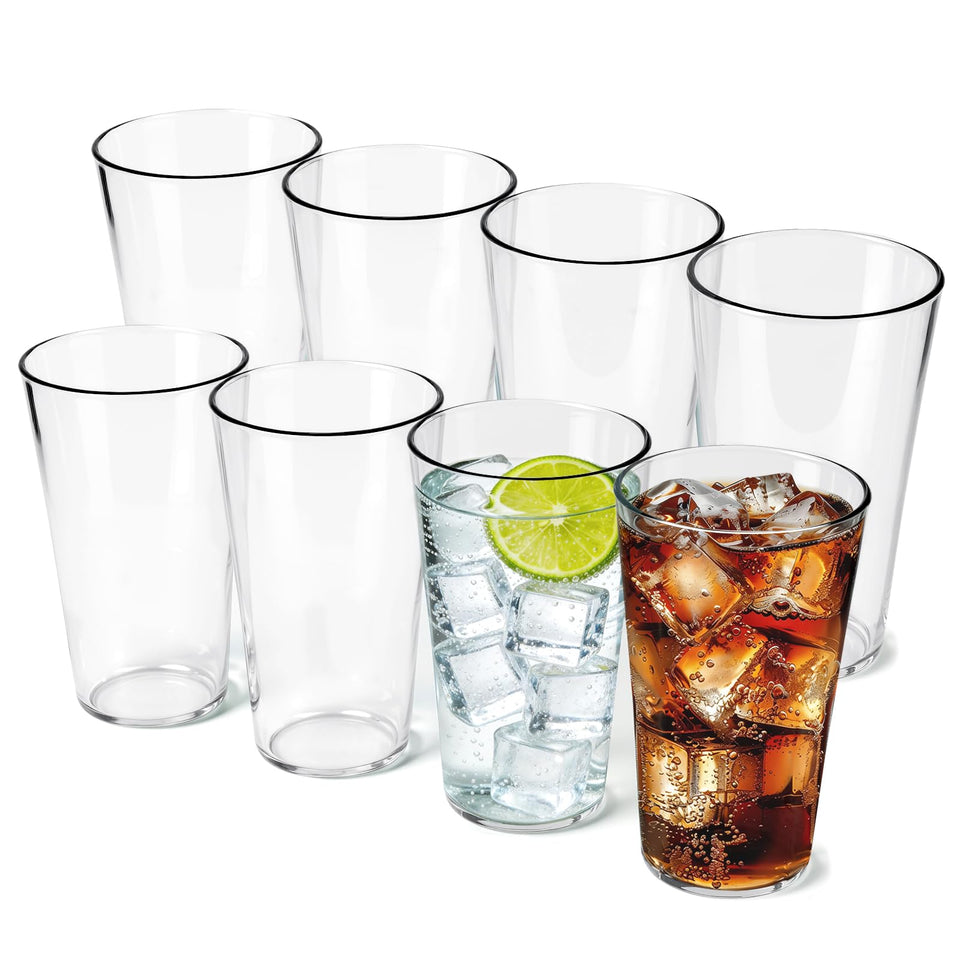 Freshmage 20oz unbreakable glasses offer crystal-clear clarity for stylish at-home hydration.