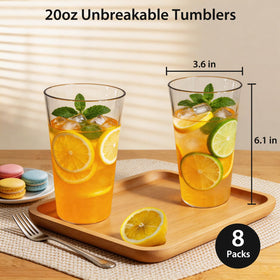 Freshmage 20oz unbreakable glasses are dishwasher-safe for quick kitchen cleanup.