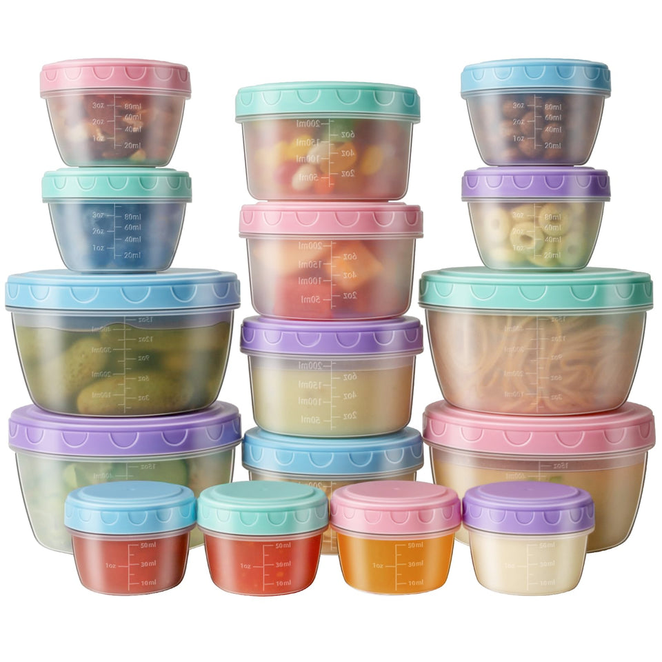 Freshmage 32-piece freezer storage set ideal for organized meal prep and on-the-go meals.