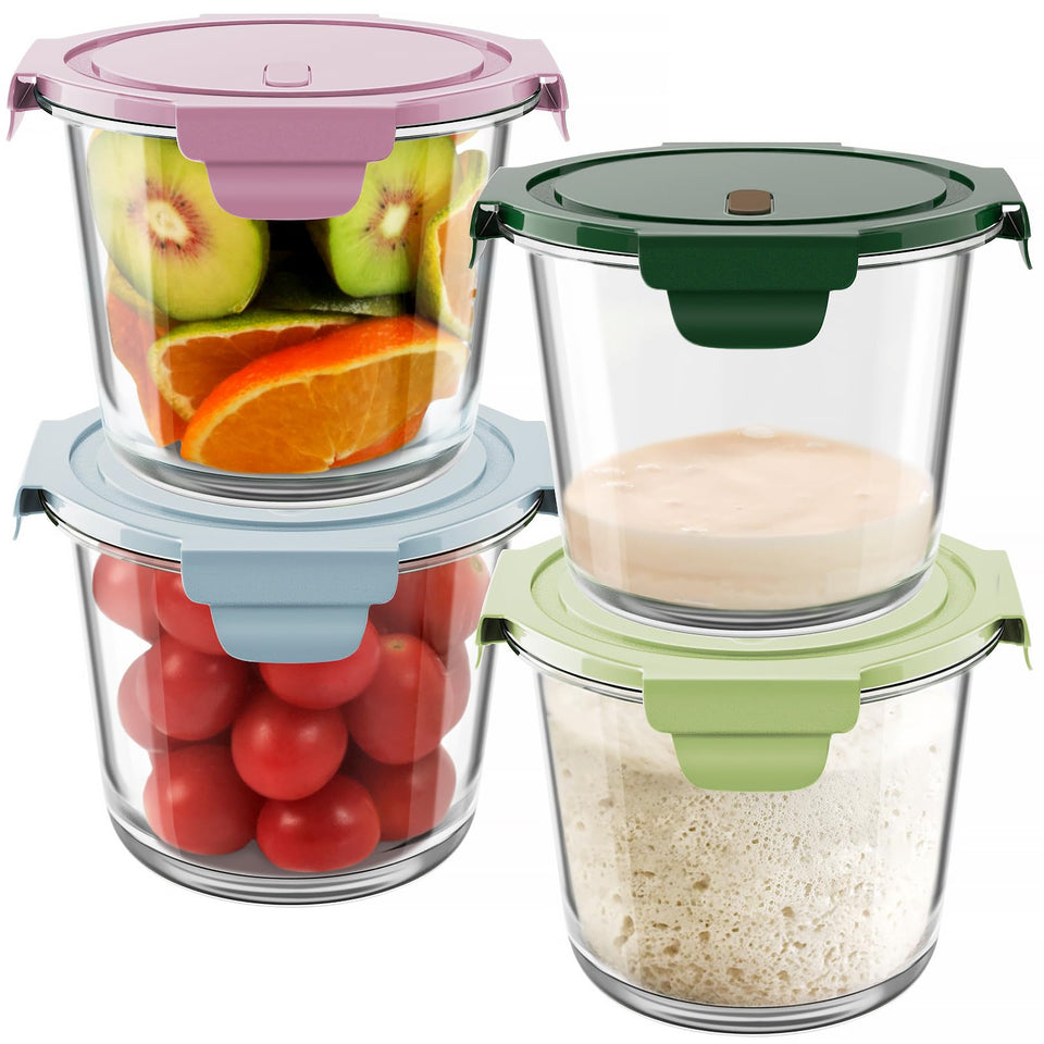Freshmage 3-cup glass container with airtight lid for meal prep and freshness.
