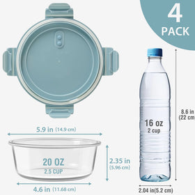 Freshmage four-pack meal prep containers featuring a stackable design for compact storage