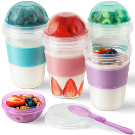 Freshmage yogurt parfait cups with lids for on-the-go breakfasts.