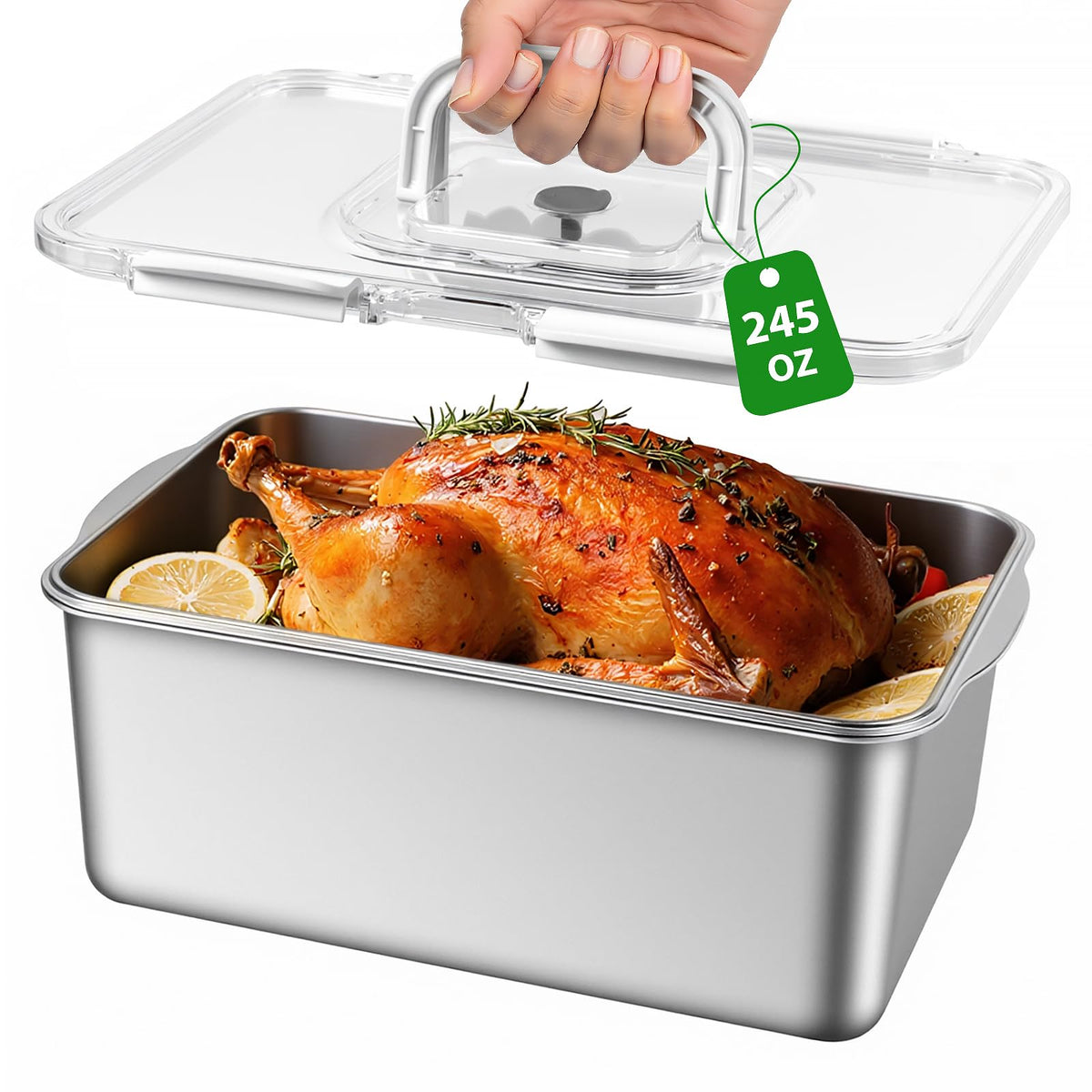 Freshmage 7L stainless steel container with lid shown for secure bulk storage.