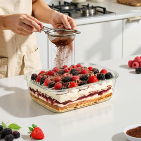 Freshmage BPA-free glass storage supports versatile food serving.