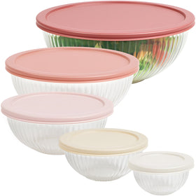 Freshmage glass bowls in action for chopping, mixing, and serving.