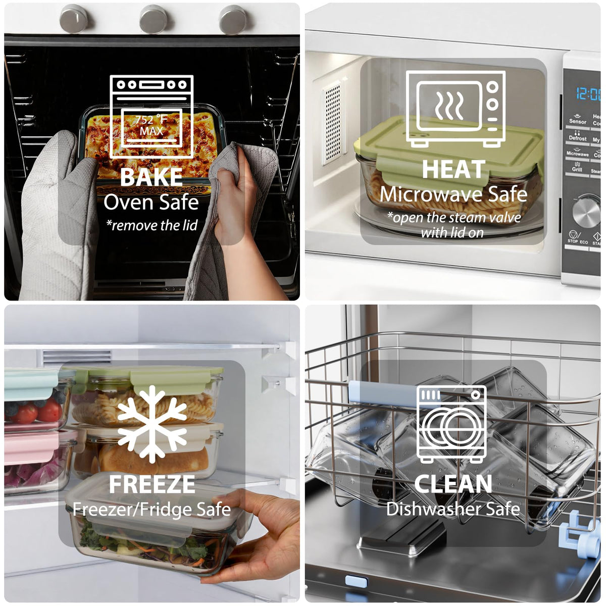 Freshmage five-color lids for quick meal identification and organized fridge storage.