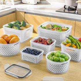 Freshmage freezer-safe design helps store meat and produce.