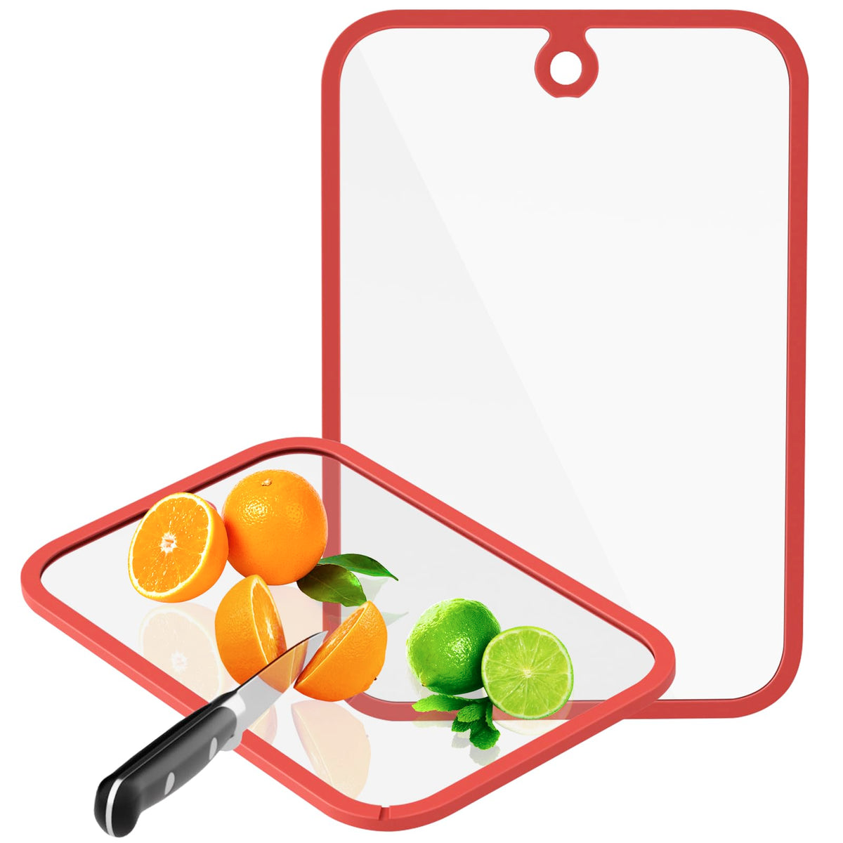 Freshmage glass cutting boards in a 15x10 large board on the counter for easy meal prep.