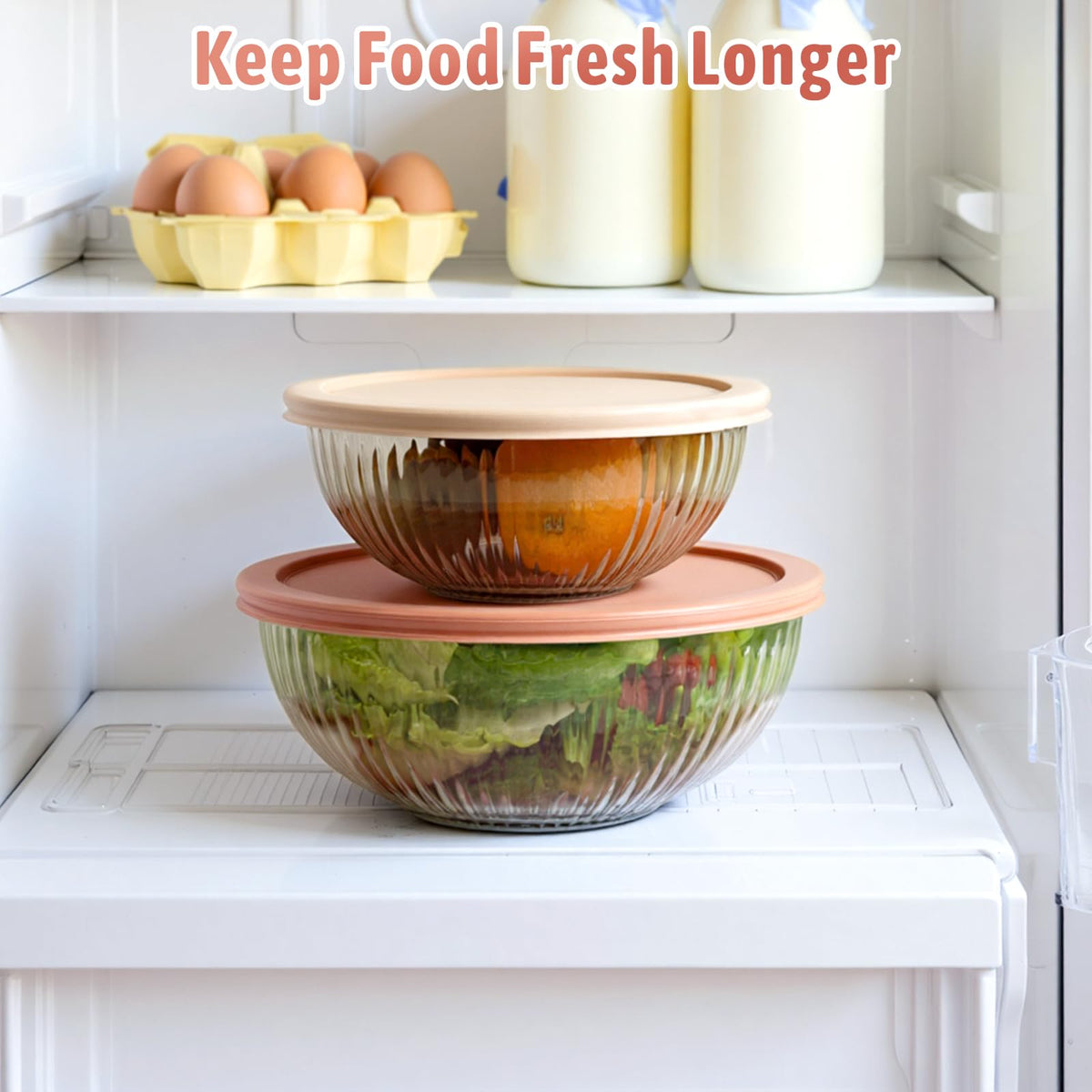Freshmage glass bowls with lids, airtight for fresh leftovers