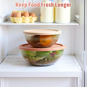 Freshmage glass bowls with lids, airtight for fresh leftovers