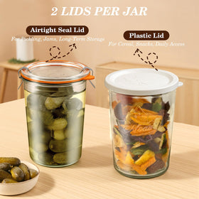 Freshmage glass sealing lid demonstrates airtight closure for preserved foods.