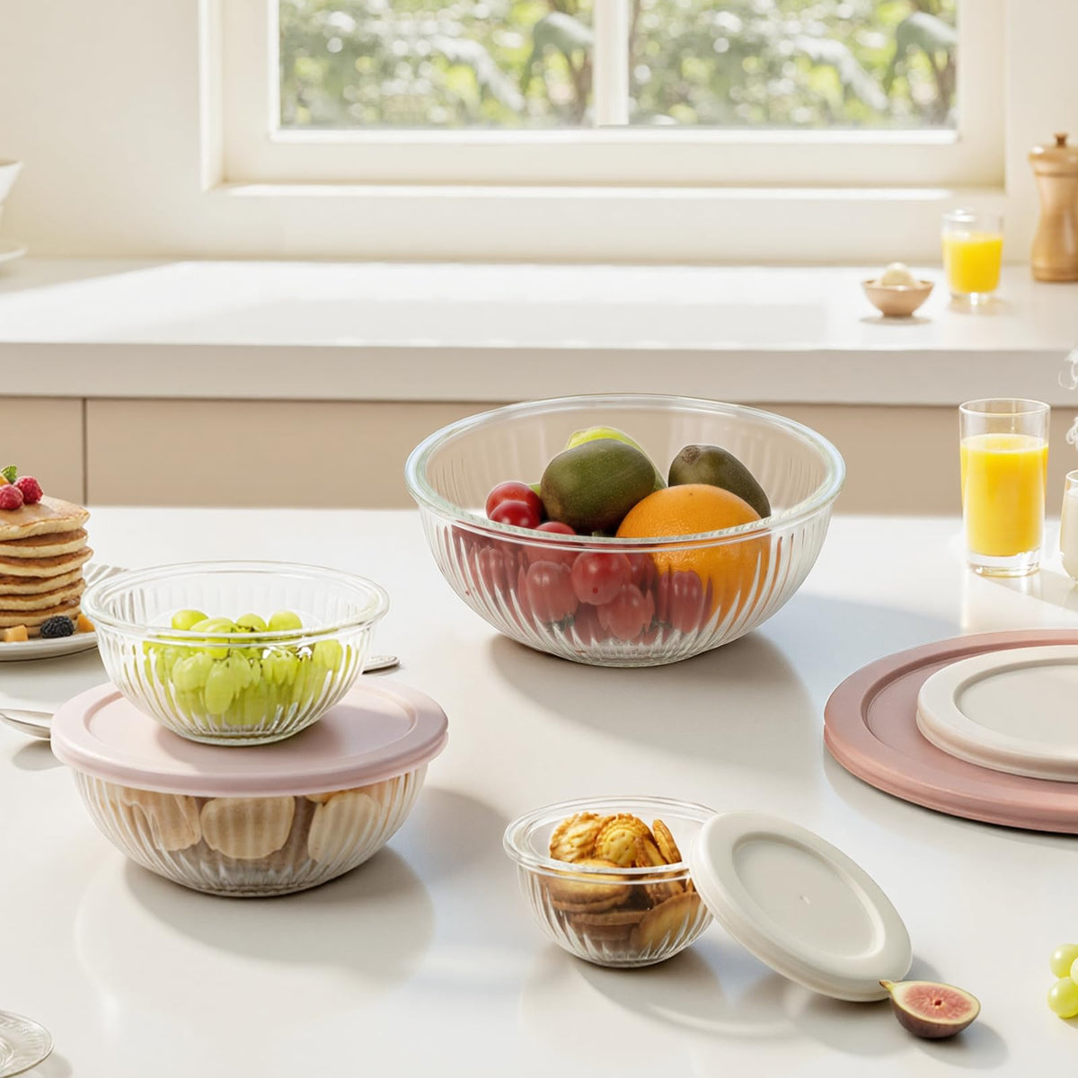 Freshmage nesting design glass bowls save space in kitchen