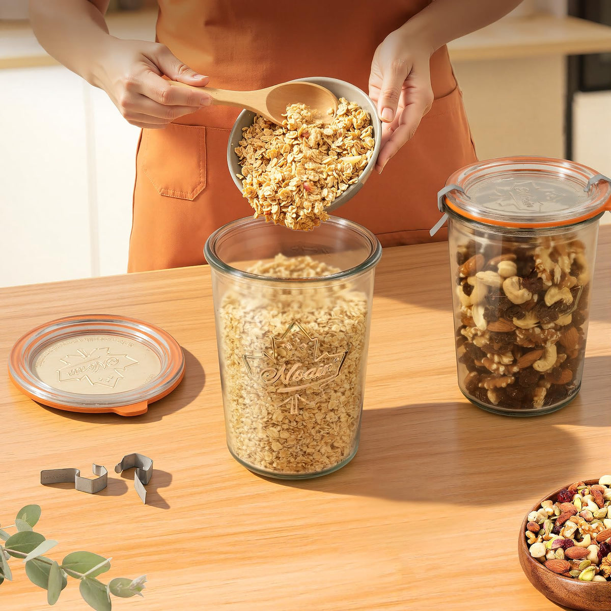 Freshmage retro design jars add vintage charm to kitchen shelves.