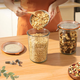 Freshmage retro design jars add vintage charm to kitchen shelves.