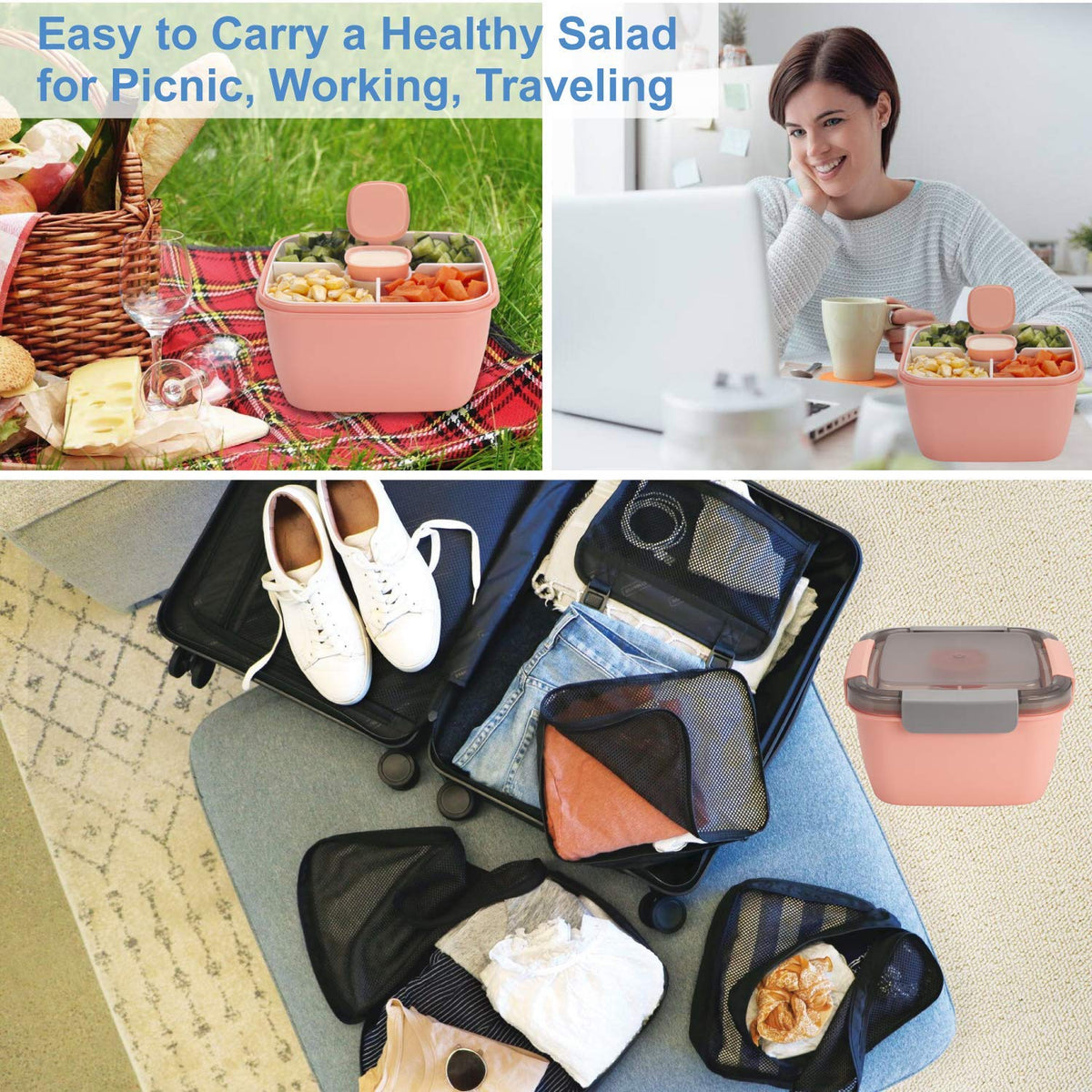 Freshmage to-go kit in action, perfect for organized lunches and dressings on the move.