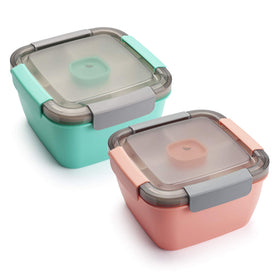 Freshmage salad lunch container front view, 2-pack, ideal for meal prep on the go.