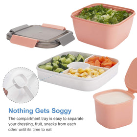 Freshmage dressing container center feature, easy to add sauces without leaks during transport.