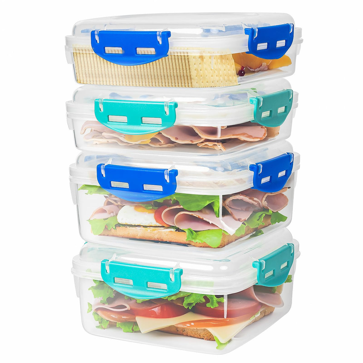 Freshmage stackable-design sandwich container saves fridge space and simplifies packing