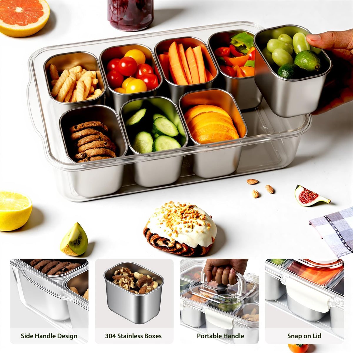 Freshmage Snackle Box built-in handle for easy transport anywhere.