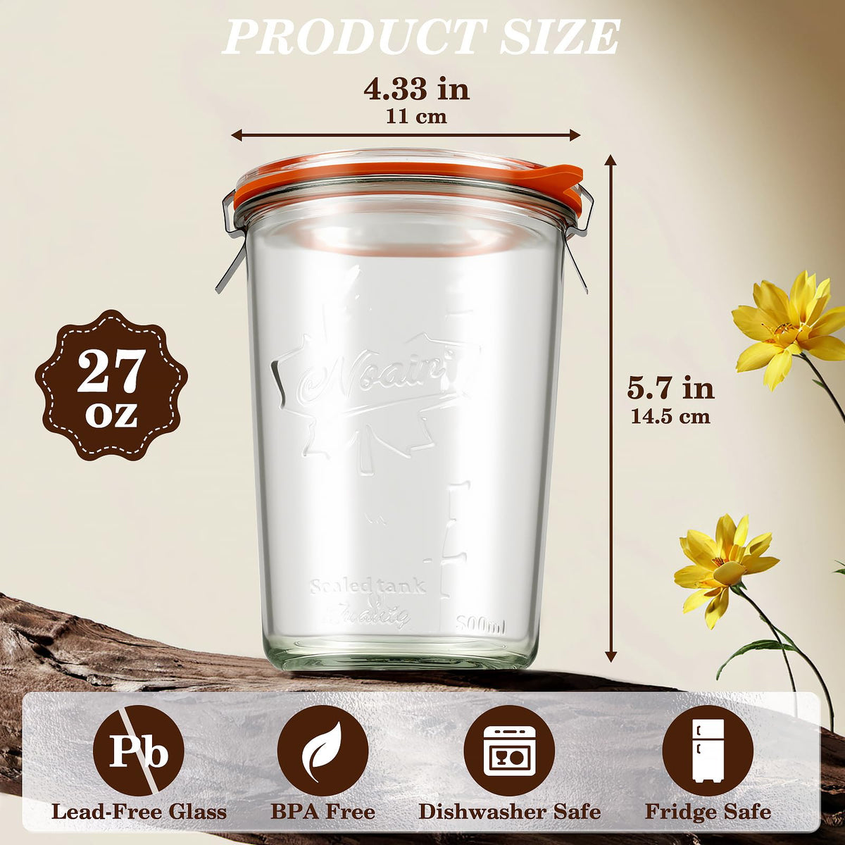 Freshmage sourdough starter jar with clear glass for monitoring fermentation.