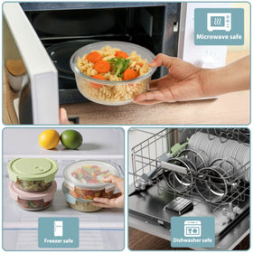 Freshmage stackable glass containers save space and keep meals organized.