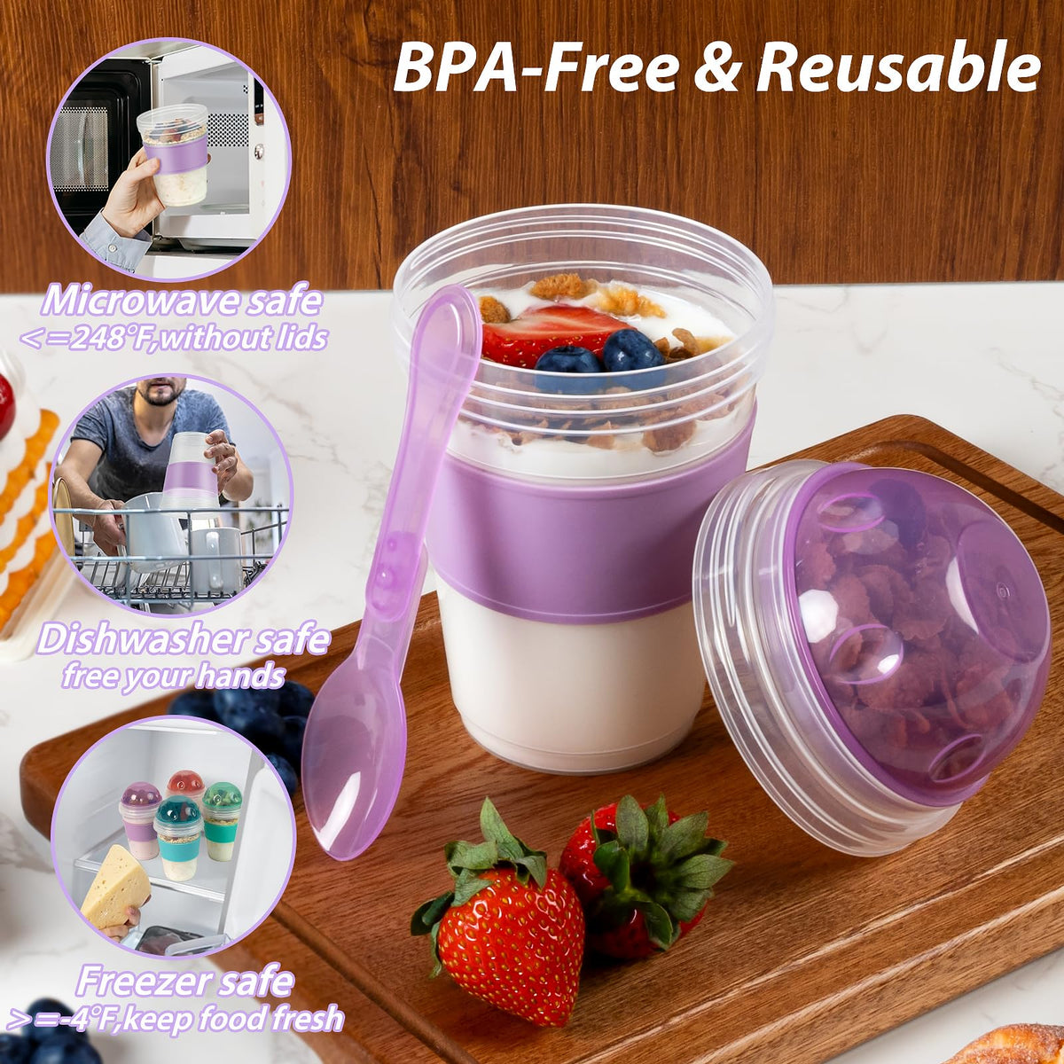 Freshmage yogurt cups are BPA-free and safe for dishwasher use.