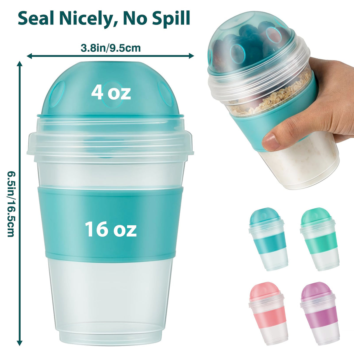 Freshmage yogurt parfait cup green lid close-up with clear body for quick content visibility.