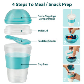 Freshmage yogurt parfait cup with foldable spoon tucked in bottom cover.